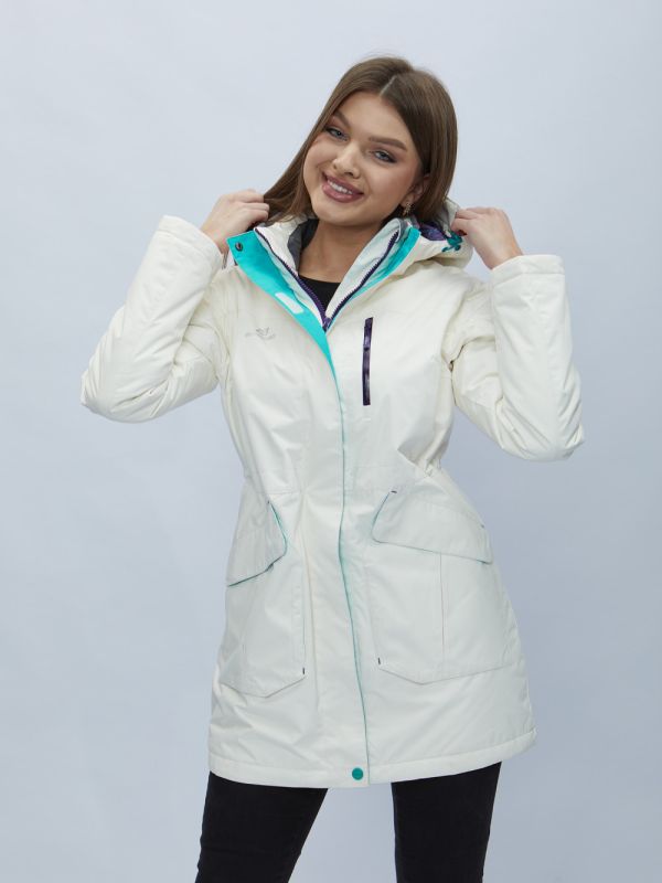 White hooded parka for women 551996Bl